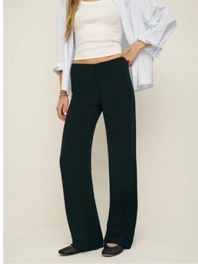 NWT Reformation Vida Low Rise Pants in Pitch Black 4